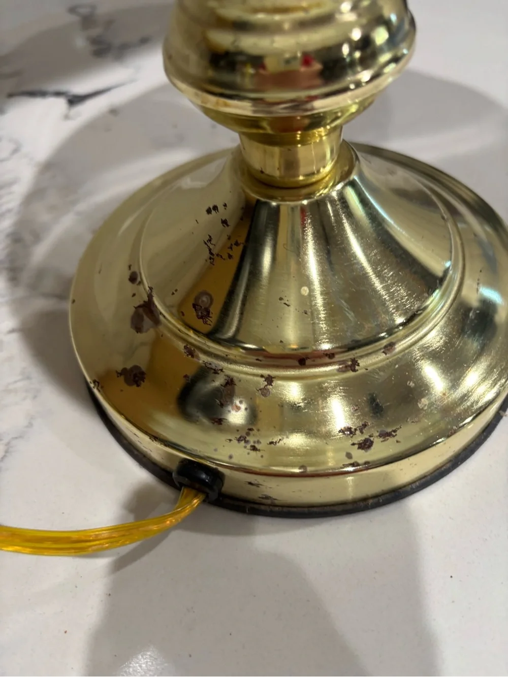 Vintage Brass Table Lamp with Cream Floral Glass Shade. Touch sensor